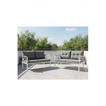 2+2Balkon-bahçe-kafe-çay Seti-koltuk Takımı-oturma Grubu-ofis Koltuğu 2+2 beyaz profil demir