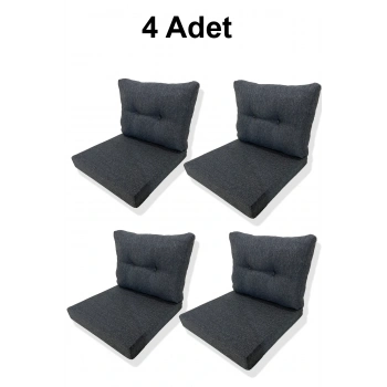 4 Adet Bahçe Balkon Mobilyası Minderi mavi(4 ADET MİNDER, 4 ADET KIRLENT)