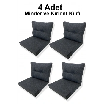 4 Adet Bahçe Balkon Mobilyası Minderi Kılıfı mavi (4 ADET MİNDER, 4 ADET KIRLENT Yanlızca Kılıf Gönderilecektir)