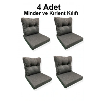 4 Adet Bahçe Balkon Mobilyası Minderi Kılıfı antrasit(4 ADET MİNDER, 4 ADET KIRLENT Yanlızca Kılıf Gönderilecektir)