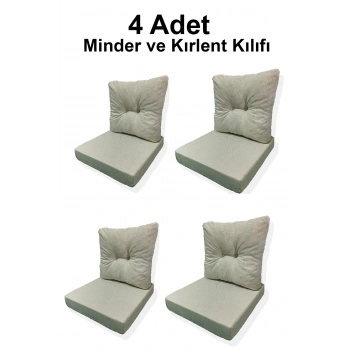 4 Adet Bahçe Balkon Mobilyası Minderi Kılıfı (4 ADET MİNDER, 4 ADET KIRLENT Yanlızca Kılıf Gönderilecektir)