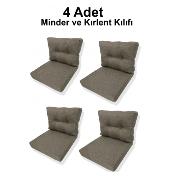 4 Adet Bahçe Balkon Mobilyası Minderi Kılıfı cappuccino(4 ADET MİNDER, 4 ADET KIRLENT Yanlızca Kılıf Gönderilecektir)