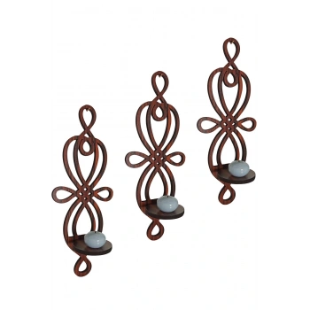 Kahverengi Ahşap Mumluk 3 lü