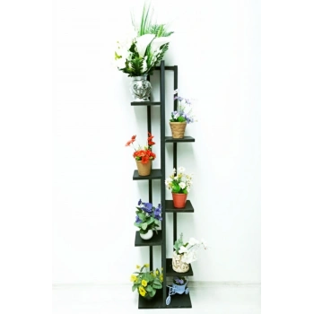 Siyah Metal Çerçevel 7 Bölmeli Dikey Çiçeklik