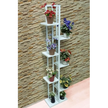 Beyaz, Metal Çerçeveli, 7 Bölmeli Dikey Çiçeklik,saksılık