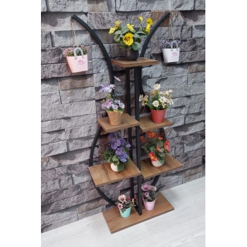 Metal Gövdeli Laleli Çiçeklik-vazo Saksılık, Raf