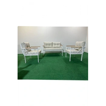 2+1+1 Beyaz profil Balkon-bahçe-kafe- Çay Seti-koltuk Takımı-oturma Grubu-ofis Koltuğu