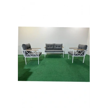 2+1+1 Beyaz profil Balkon-bahçe-kafe- Çay Seti-koltuk Takımı-oturma Grubu-ofis Koltuğu