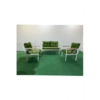 2+1+1 Beyaz profil Balkon-bahçe-kafe- Çay Seti-koltuk Takımı-oturma Grubu-ofis Koltuğu