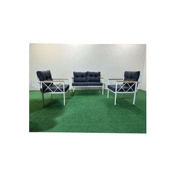 2+1+1 Beyaz profil Balkon-bahçe-kafe- Çay Seti-koltuk Takımı-oturma Grubu-ofis Koltuğu