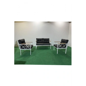 2+1+1 Beyaz profil Balkon-bahçe-kafe- Çay Seti-koltuk Takımı-oturma Grubu-ofis Koltuğu