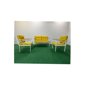 2+1+1 Beyaz profil Balkon-bahçe-kafe- Çay Seti-koltuk Takımı-oturma Grubu-ofis Koltuğu