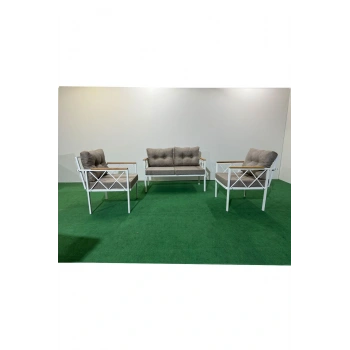 2+1+1 Beyaz profil Balkon-bahçe-kafe- Çay Seti-koltuk Takımı-oturma Grubu-ofis Koltuğu