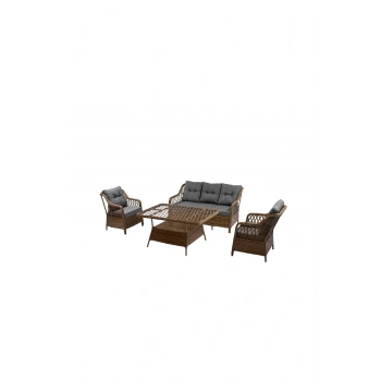 MENEKŞE 3+1+1+2puf+masa Rattan Bahçe Balkon Mobilyası, 7 Kişilik Bahçe Takımı