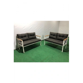 2+2Balkon-bahçe-kafe-çay Seti-koltuk Takımı-oturma Grubu-ofis Koltuğu 2+2 beyaz profil demir