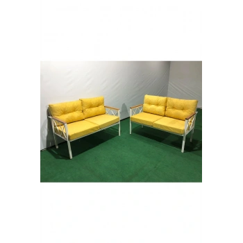 2+2Balkon-bahçe-kafe-çay Seti-koltuk Takımı-oturma Grubu-ofis Koltuğu 2+2 beyaz profil demir