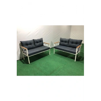 2+2Balkon-bahçe-kafe-çay Seti-koltuk Takımı-oturma Grubu-ofis Koltuğu 2+2 beyaz profil demir