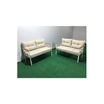 2+2Balkon-bahçe-kafe-çay Seti-koltuk Takımı-oturma Grubu-ofis Koltuğu 2+2 beyaz profil demir