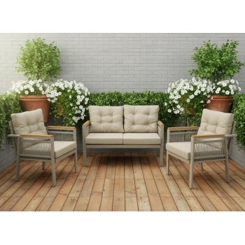 OPAL 2+1+1 (CAPPUCCİNO) Metal Gövde Balkon-bahçe-kafe,çay Seti,koltuk Takımı,oturma Grubu,ofis Koltuğu