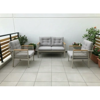 OPAL 2+1+1 (GRİ) Metal Gövde Balkon-bahçe-kafe,çay Seti,koltuk Takımı,oturma Grubu,ofis Koltuğu