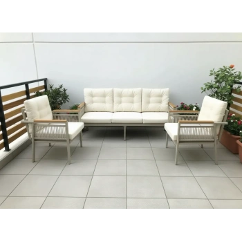 OPAL 3+1+1 (KREM) Metal Gövde Balkon-bahçe-kafe,çay Seti,koltuk Takımı,oturma Grubu,ofis Koltuğu