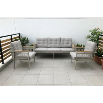 OPAL 3+1+1 (GRİ) Metal Gövde Balkon-bahçe-kafe,çay Seti,koltuk Takımı,oturma Grubu,ofis Koltuğu