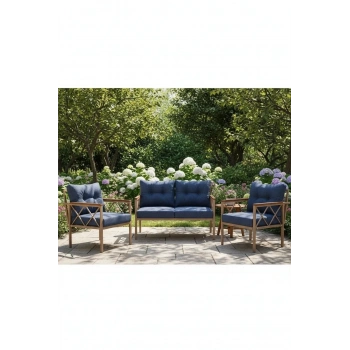 Safir cappuccino profil Bahçe,balkon,çayseti,teras,cafe Mobilyası Koltuk Oturma Takımı Grubu-mavi Metal Kanepe Oturak