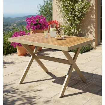 ELMAS X METAL AYAK GÜRGEN TABLA BAHÇE MOBİLYASI MASA 70x110cm