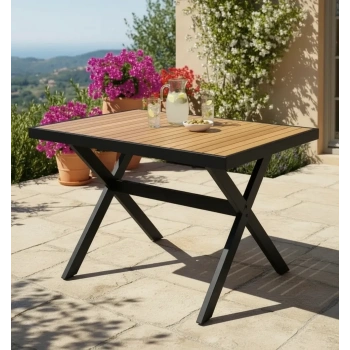 ELMAS X METAL AYAK GÜRGEN TABLA BAHÇE MOBİLYASI MASA 70x110cm