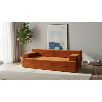 Defne Aktivite koltuğu Kanepe Koltuk Yataklı Kanepe Üçlü Koltuk Fitilli Kadife Üçlü Kanepe (kremit) (90x200cm)