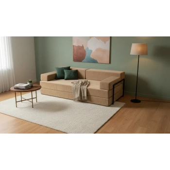 Defne Aktivite koltuğu Kanepe Koltuk Yataklı Kanepe Üçlü Koltuk Fitilli Kadife Üçlü Kanepe (bej) (90x200cm)