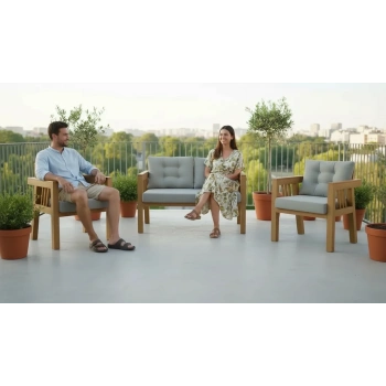 Elmas 2+1+1 (GRİ) Metal Gövde Balkon-bahçe-kafe,çay Seti,koltuk Takımı,oturma Grubu,ofis Koltuğu