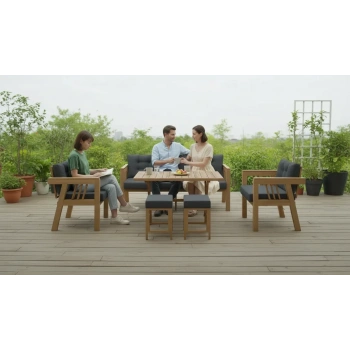 Elmas 3+1+1 + Masa + 2puf (ANTRASİT) Metal Gövde Balkon-bahçe-kafe,çay Seti,koltuk Takımı,oturma Grubu,ofis Koltuğu