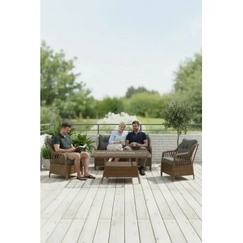 MENEKŞE 3+1+1+2puf+masa Rattan Bahçe Balkon Mobilyası, 7 Kişilik Bahçe Takımı