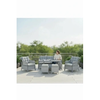 MENEKŞE 3+1+1+2puf+masa Rattan Bahçe Balkon Mobilyası, 7 Kişilik Bahçe Takımı