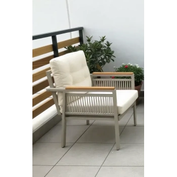 OPAL 1li (KREM) Metal Gövde Balkon-bahçe-kafe,çay Seti,koltuk Takımı,oturma Grubu,ofis Koltuğu