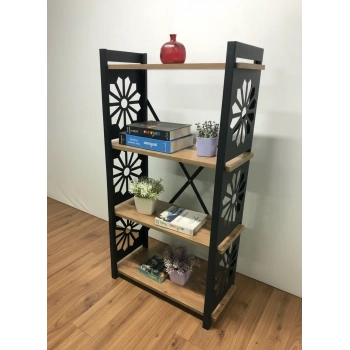 Desenli, Lazer Kesim, Metal, 4lü Raf,çiçeklik,kitaplık, Dolap