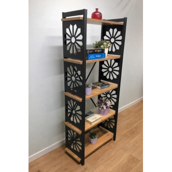 Desenli, Lazer Kesim, Metal, 5li Raf,çiçeklik,kitaplık, Dolap
