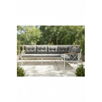 Köşe Koltuk Takımı , 3+2 Balkon-bahçe-kafe-çay Seti-koltuk Takımı-oturma Grubu beyaz profil