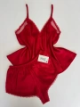 KIRMIZI SATEN ŞORT TAKIM