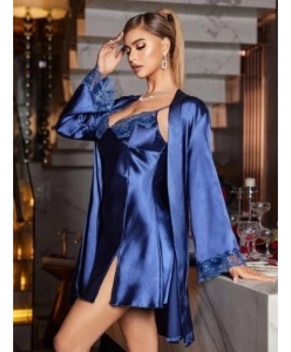 2Lİ LACİVERT GECELİK SET
