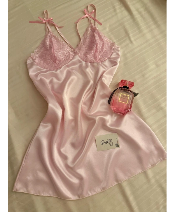 PEMBE SATEN GECELİK