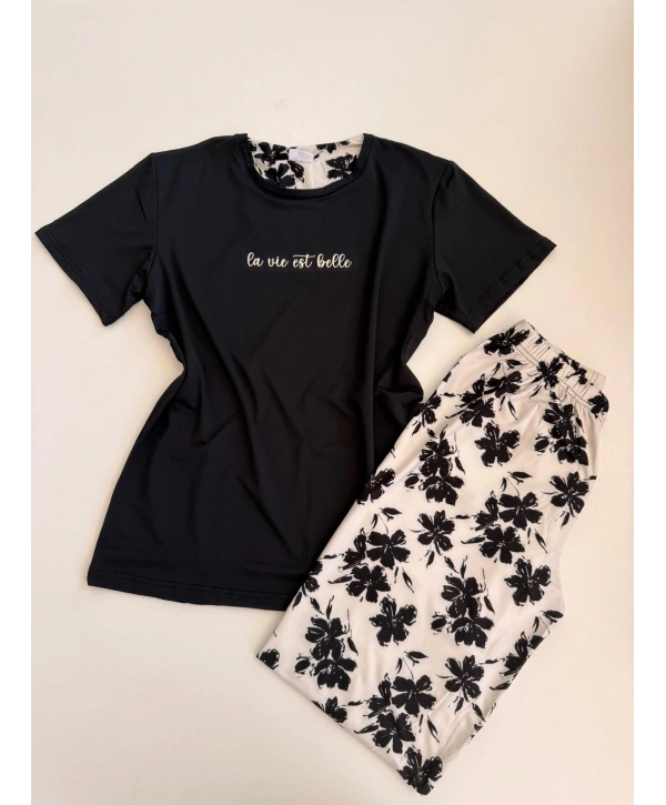 ALT DESEN YARIM KOL PİJAMA TAKIM