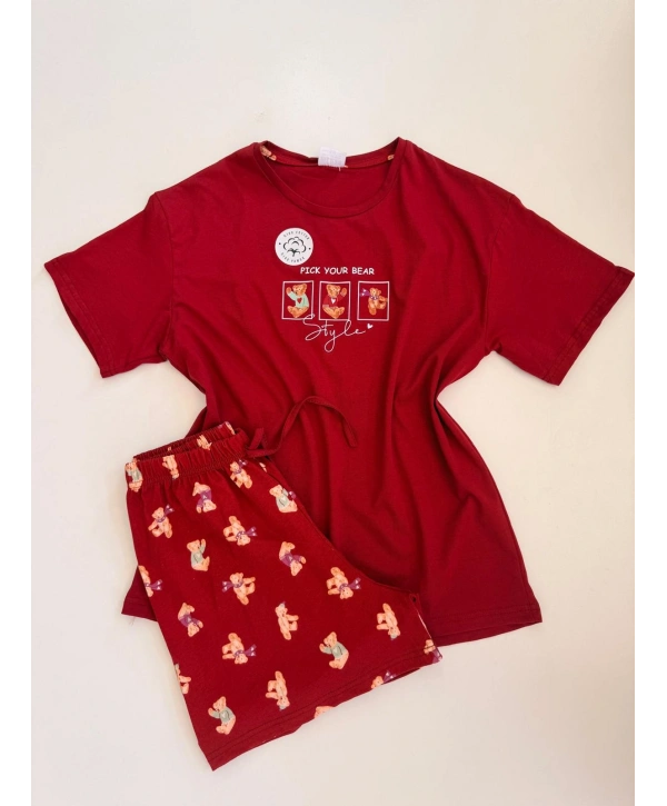 KIRMIZI YARIM KOL ŞORT TAKIM