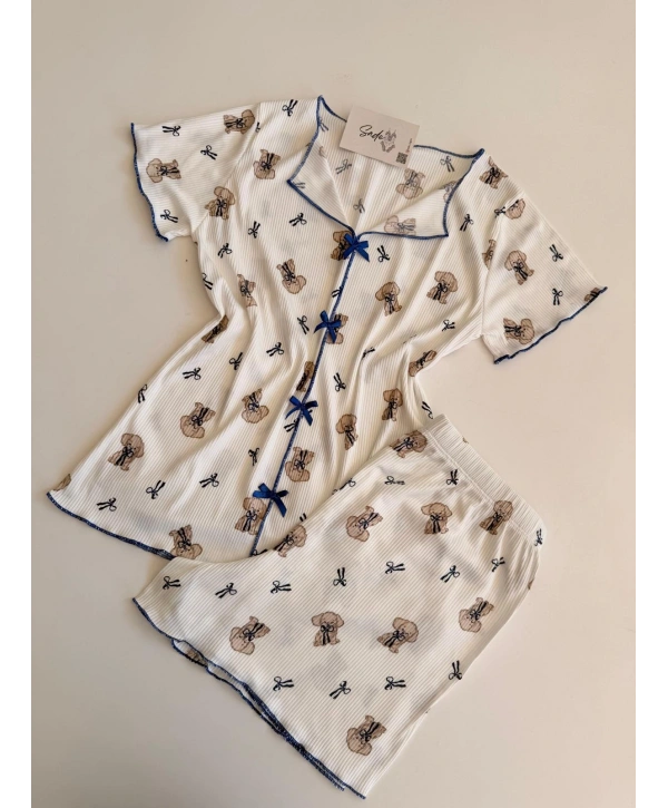 KÖPEK DESEN AÇIK YAKA ŞORT TAKIM