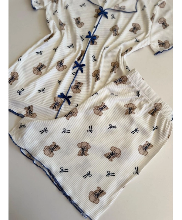 KÖPEK DESEN AÇIK YAKA ŞORT TAKIM