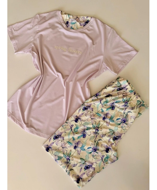 LİLA YARIM KOL PİJAMA TAKIM