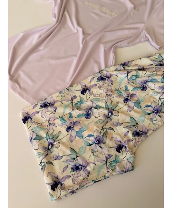 LİLA YARIM KOL PİJAMA TAKIM