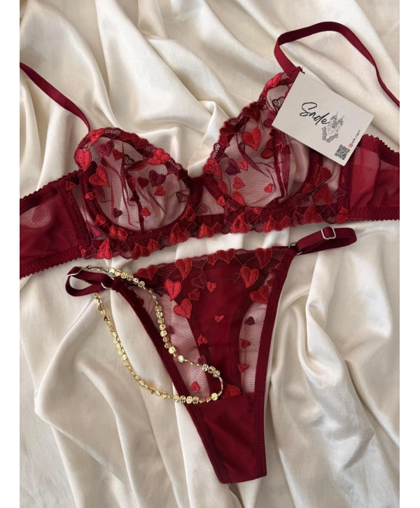 BORDO KALPLİ SÜTYEN TAKIM