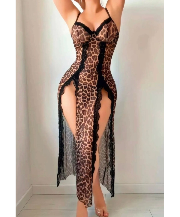 UZUN LEOPAR ELBİSE